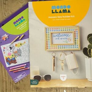 Mondo Llama Mosaic Key Holder and Puzzle Painting Kits Bundle